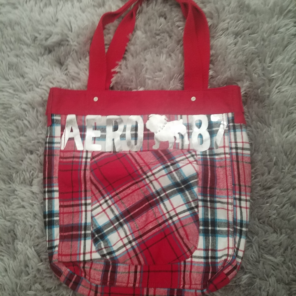 Aeropostale bulldog flannel tote bag
